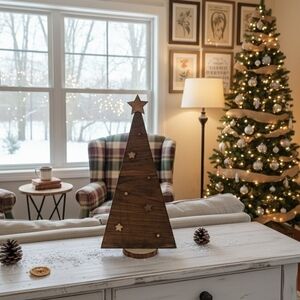 Handmade Rustic Wood Christmas Tree Decor (12" Tall) | Various Styles